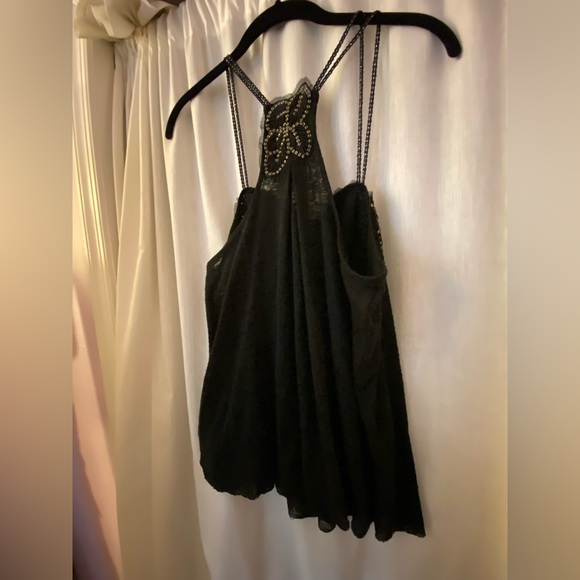 Free People Black Beaded Double Strap Tank Top Size Woman’s Small - Picture 9 of 9